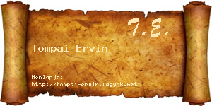Tompai Ervin névjegykártya